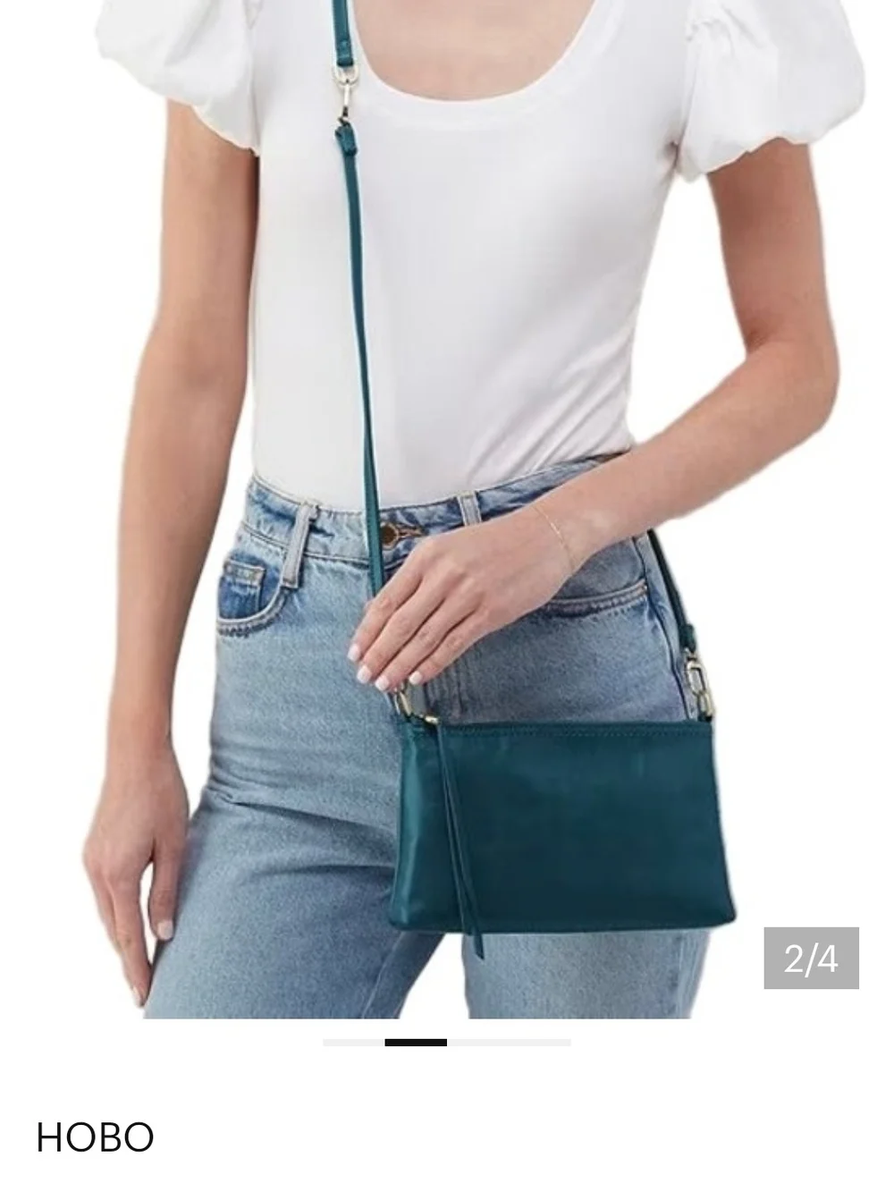HOBO Teal Leather Wristlet Clutch
